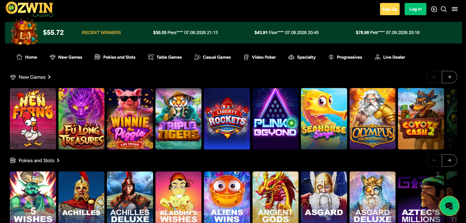 Ozwin homepage as a first-time visitor sees it